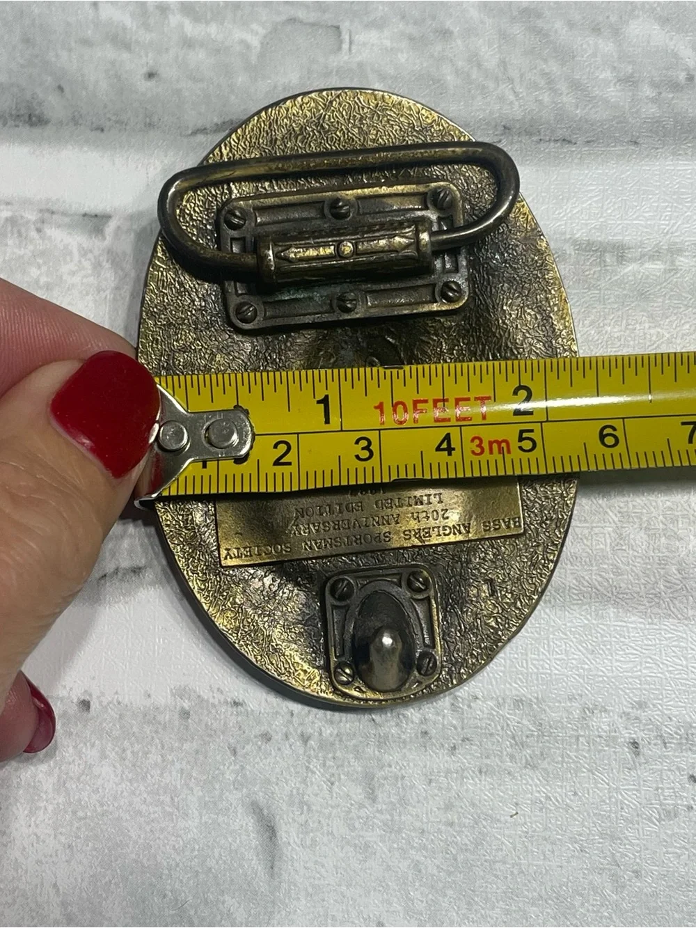 BASS Anglers Sportsman Society 20th Anniversary Brass Belt Buckle - 1987